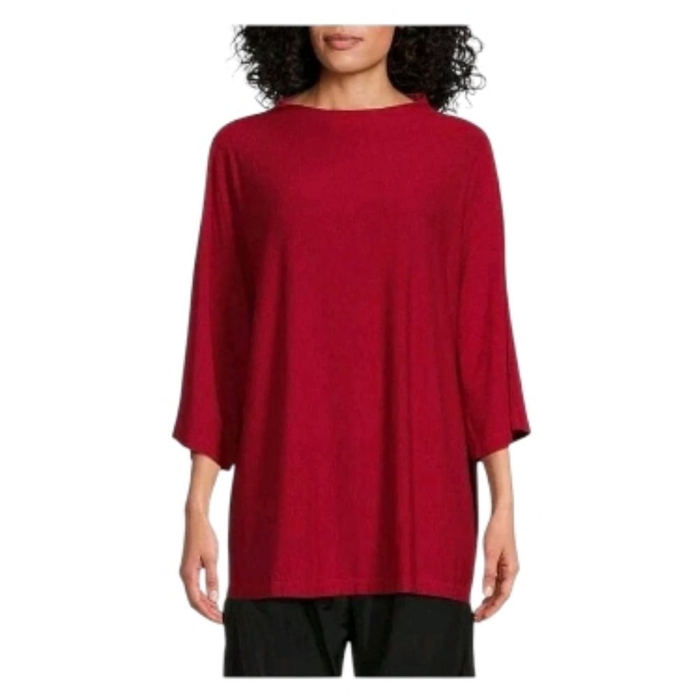 Bryn Walker S Adria Tunic Red Dolmam Sleeve Lagenlook Minimalist Quiet Luxury